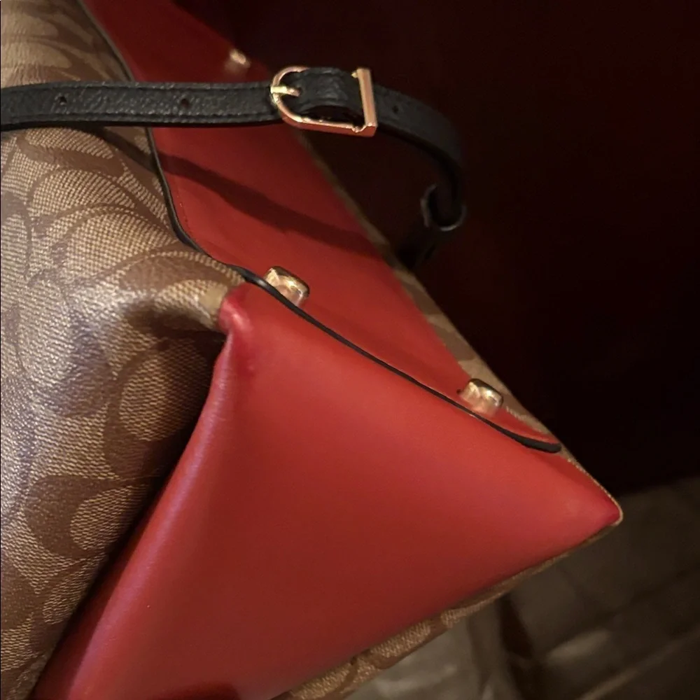Coach Lilly Carry all Brown and Rust Signature Satchel L2123-9106